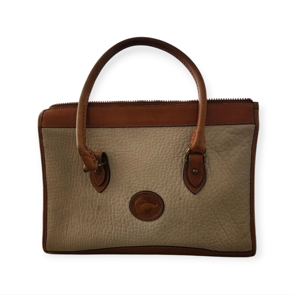 Dooney & Bourke AWL Vintage Designer Luxury Tan and Brown Leather Handbag